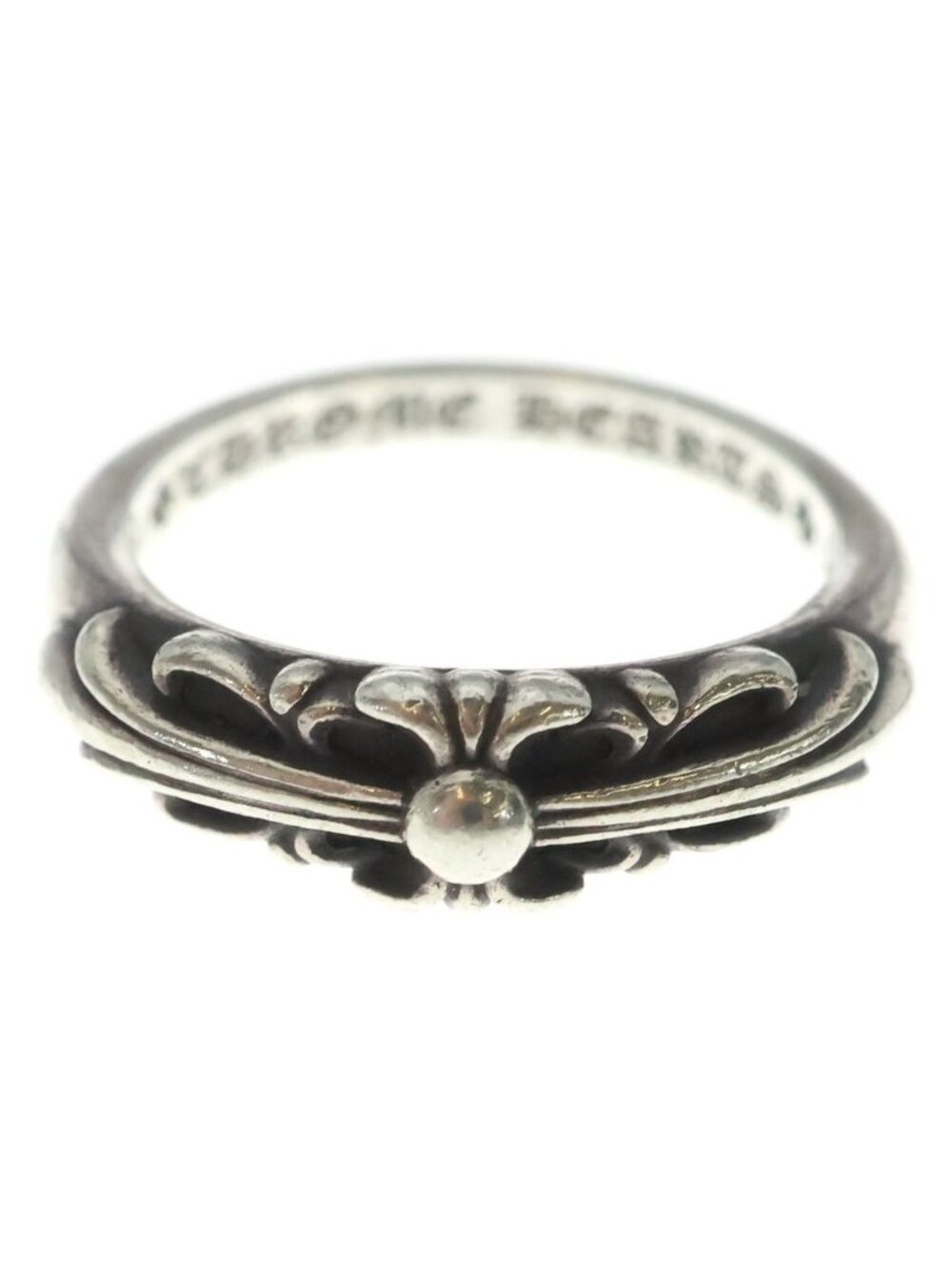 Chrome Hearts Baby Classic Babyke Classic Floral Black Sling Silver Ring